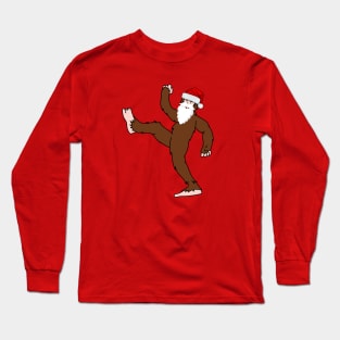 Funny Big Foot Santa Hat Christmas Sasquatch Long Sleeve T-Shirt